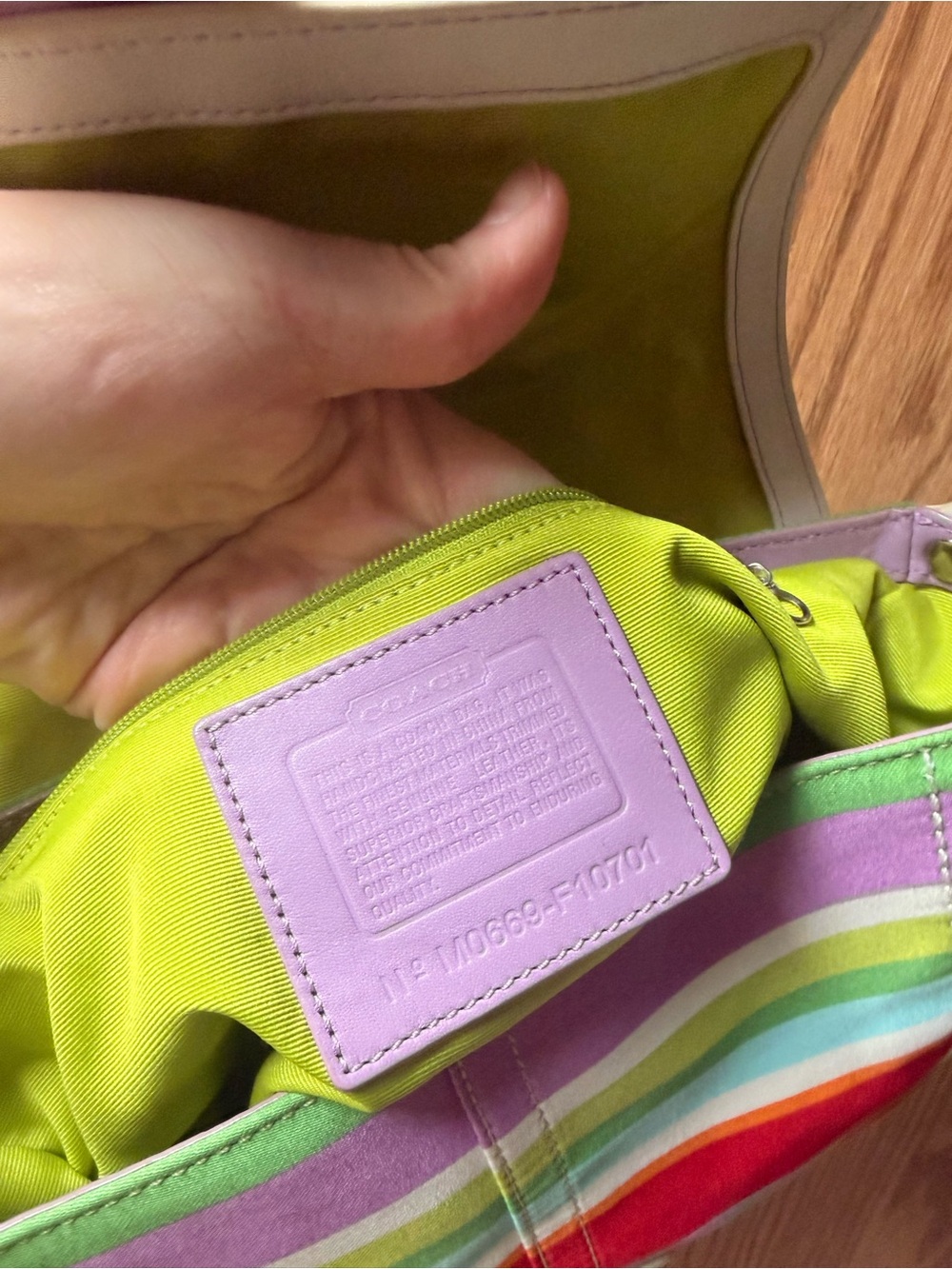 Coach Multicolor Striped Shoulder Bag with White Trim - Picture 7 of 7